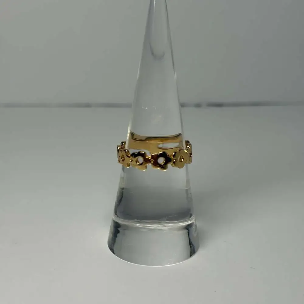Gold tone Flower Motif Stackable Band Ring